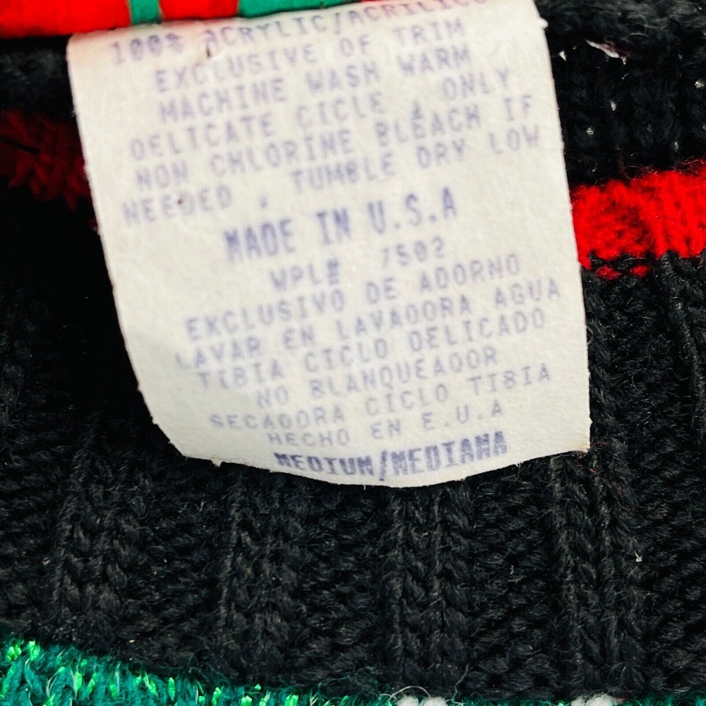 Vtg Womens M Nutcracker Christmas Tunic‎ Sweater Black Green Glitter Red White - Picture 6 of 7